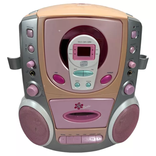 Grabadora de cinta de karaoke Barbie con micrófonos inalámbricos (micrófonos faltantes) 2003