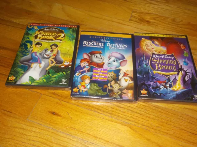 The Rescuers / Down Under / The Jungle Book 2 / Sleeping Beauty DVD LOT NEW
