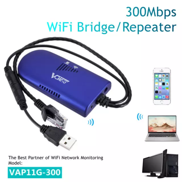 Bridge VAP11G-300 Cable Convert RJ45 Ethernet Port to Wireless/WiFi AP Vonets AU 3