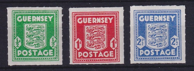 Dt. Besetzung 2.WK, Guernsey  Freimarken Wappen,  Mi.-Nr. 1-3  kpl. Satz **