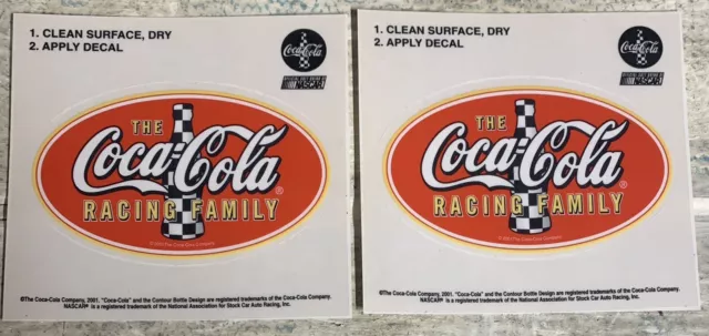 2 Coke Coca Cola Racing Family 2001 Nascar Racing Pair of Stickers