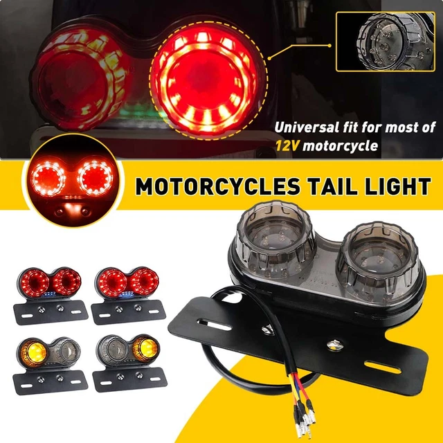 SMOKE MOTORCYCLE DUAL LED Tail Light Turn Signal Brake License Plate ...