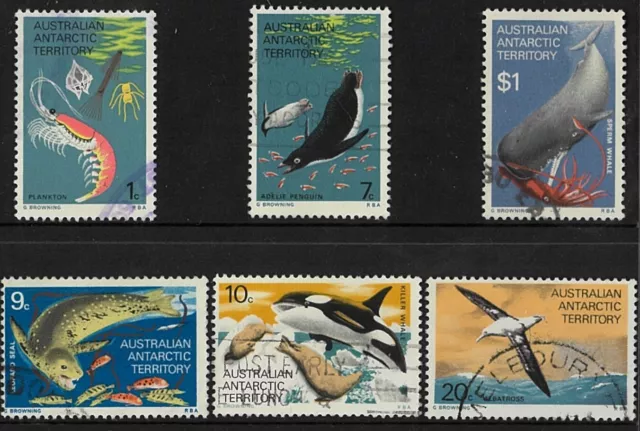 1973 Australian Last Used Cancel AAT Full Set of 6x Antarctic Food Chain Stamps