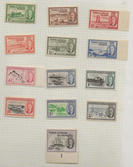 Turks & Caicos  Sg 221/233  1950 Gvi Set  £1 Is A Control (Scarce)  Fine Mint
