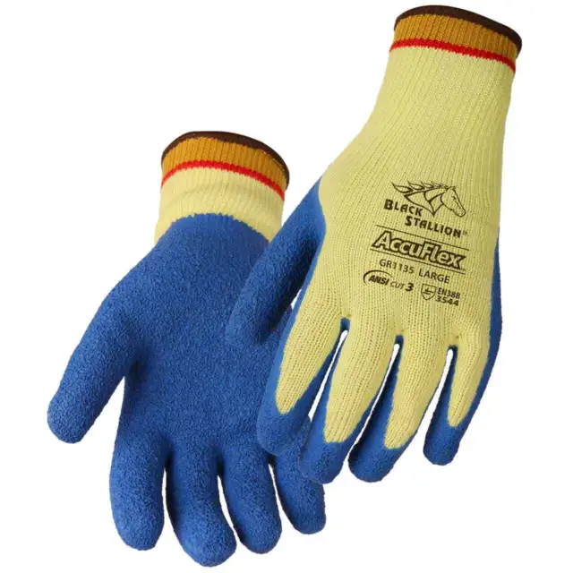 Black Stallion GR1135-YL Latex Coated  Knit Gloves Medium 12 pack
