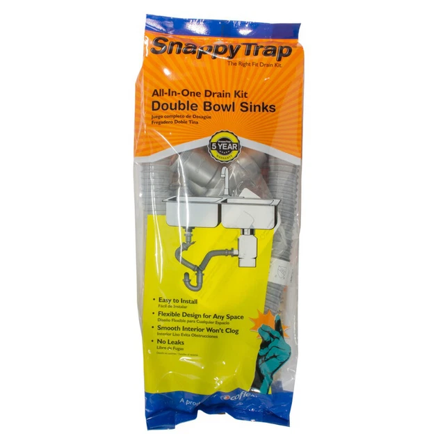 Snappy Trap DK-110-AH PVC Gray Double Bowl All-In-One Sink Drain Kit 22 L in.