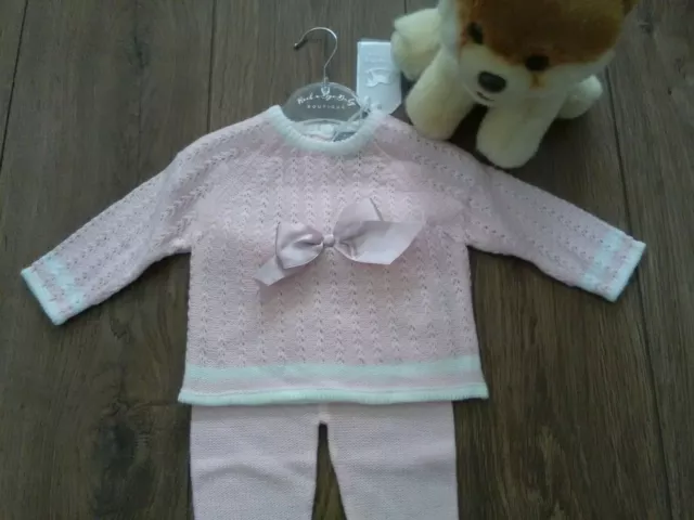 Baby Girls Spanish Romany Style Knitted Pink Dress/Top, Leggings Set 6-9 Months 