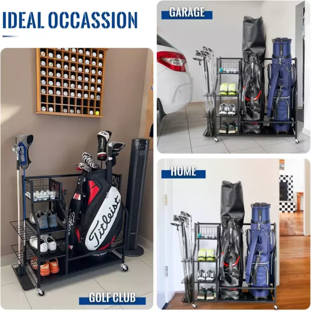 XL Golf Storage Garage Organizer Stand and Rack For Golfing Equipment