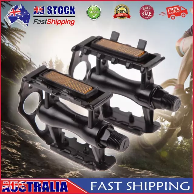 1 Pair MTB Aluminium Alloy Mountain Bicycle 9/16" Pedals Flat(Black) AU