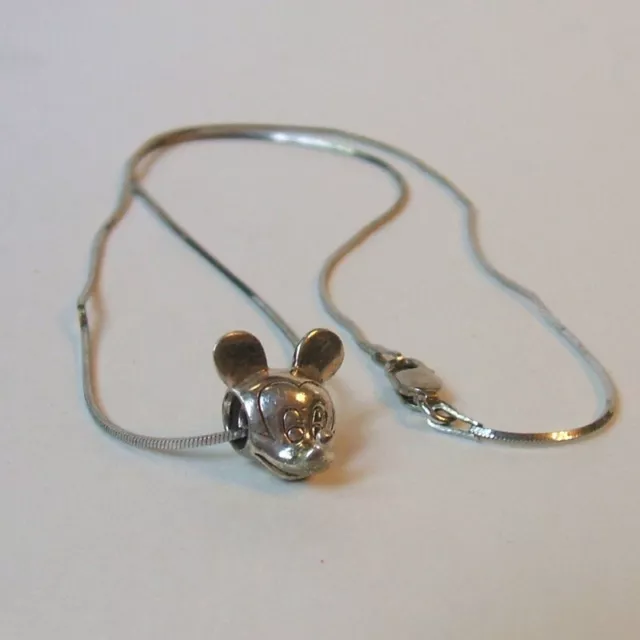 Chamilia Mickey Mouse 925 Portrait Bead Charm on Sterling Silver Necklace
