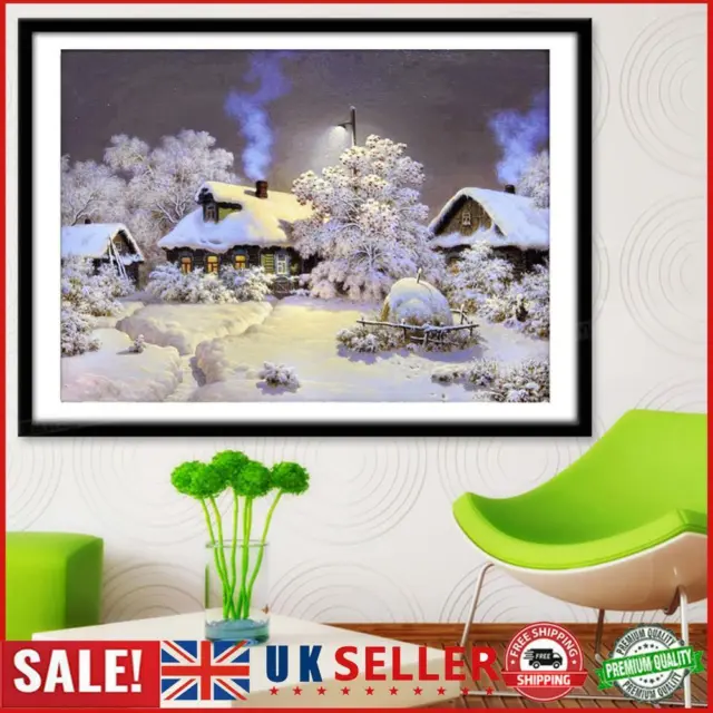 5D DIY Canvas Picture Art Crafts Snowhouse Landscape Picture Crystal Home Decor