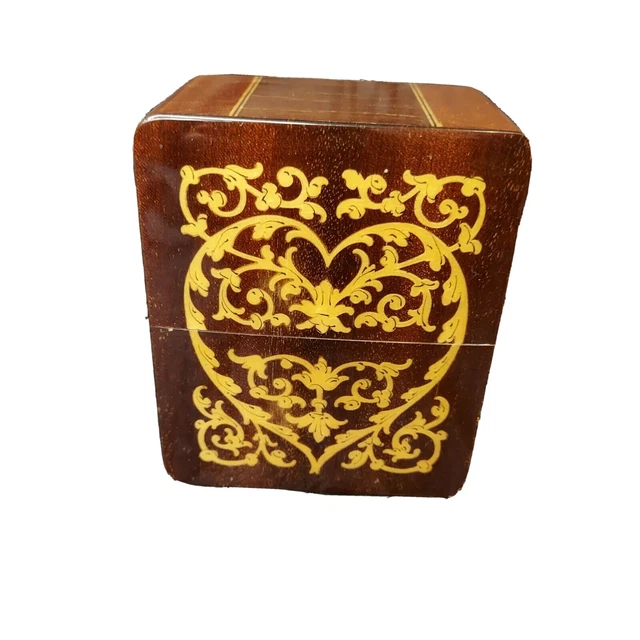 Vtg Wooden Pocket Box Case for Playing Cards w 2 Sets of Cards
