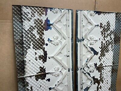 2pc Lot of 24" by 10.5" Antique Ceiling Tin Metal Reclaimed Salvage Art Craft 2