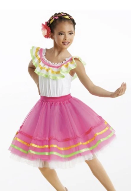 Weissman 7/8 Pink Spanish Mexico Dance Halloween Costume Dress Encanto Coco