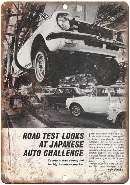 Retro Auto Road Test Vintage Car Ad Reproduction Metal Sign A415