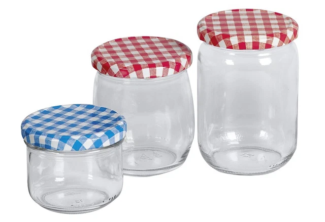 EMSY HAUSRAT Schraubdeckelglas Sturz mit 82mm TO-Deckel kariert