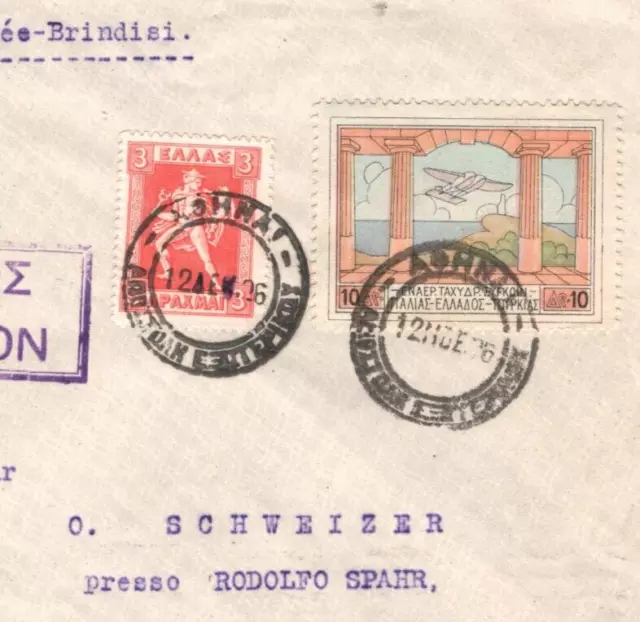 GREECE Air Mail 10d AEROPLANE Cover 1926 Athens ITALY Catania {samwells}MA927