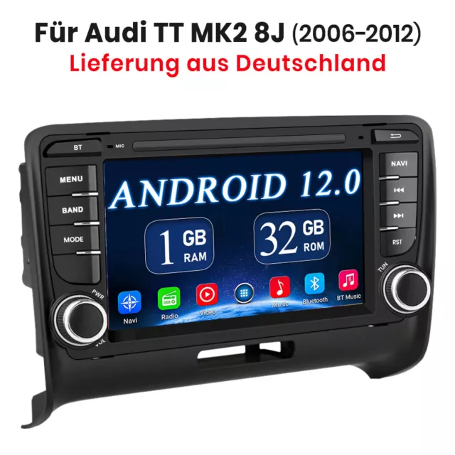 Für Audi TT MK2 8J 2006-14 Android 12 SWC Autoradio GPS NAVI WIFI RDS USB BT 32G