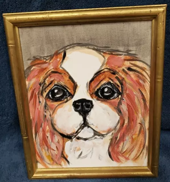 Framed Painting Cavalier King Charles Spaniel 11"X9" Lovely