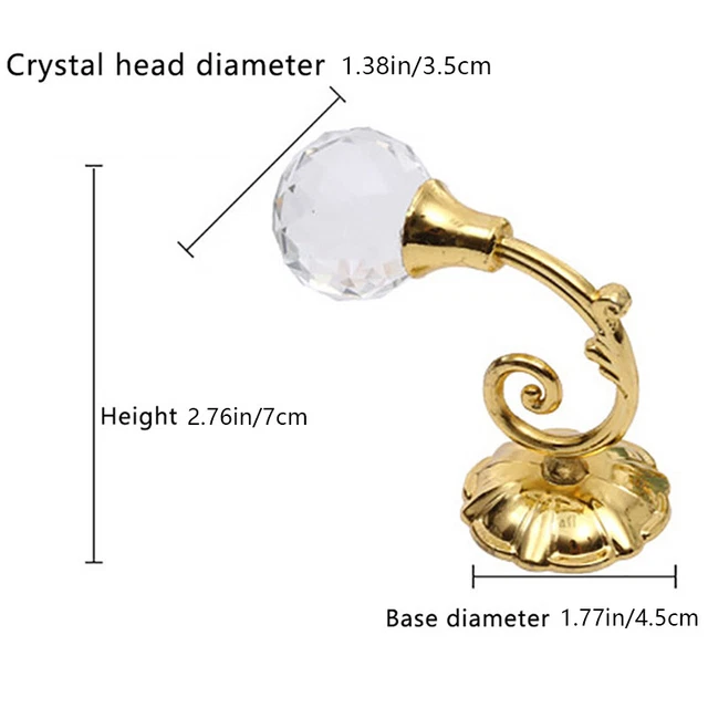 2pcs Metal Crystal Glass Curtain Holdback Wall Tie Back Hanger Hooks Decor 3