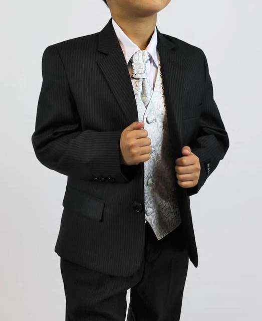 Boys Charcoal Grey Suit 5 Piece Wedding Page Formal Party Smart Age 9-10 years