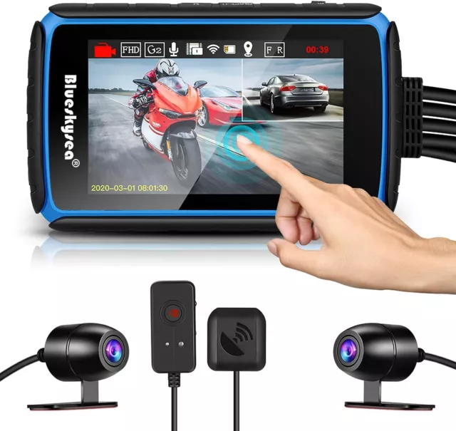 DV988 4” 2CH Motorbike Wifi GPS DashCam Camera Loop Recording+Remote 64G GPS