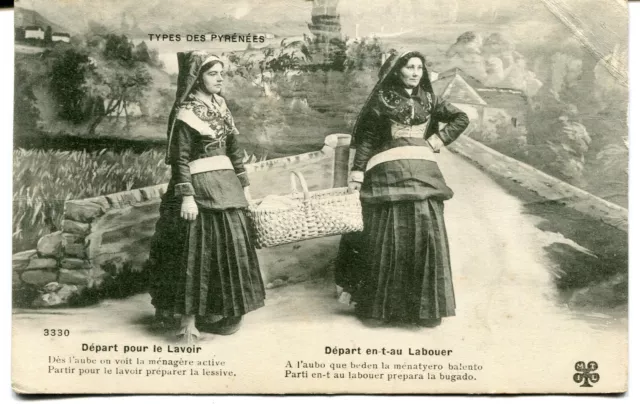 CPA - Carte Postale - France - Départ pour le Lavoir - Type des Pyrénées - 1910