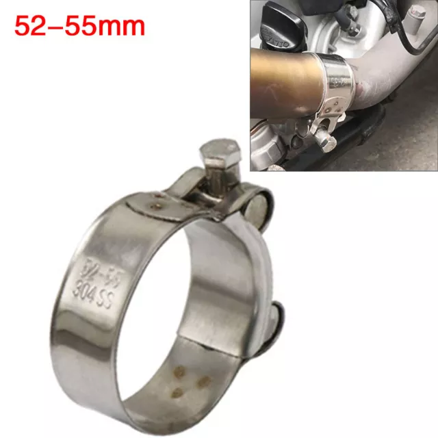 1PCS Motorcycle Exhaust Pipe Clamp 55mm Stainless Steel Muffler Fixed Caliper