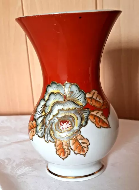 sehr schöne alte Porzellan-Blumenvase Schaubachkunst, handgemalt