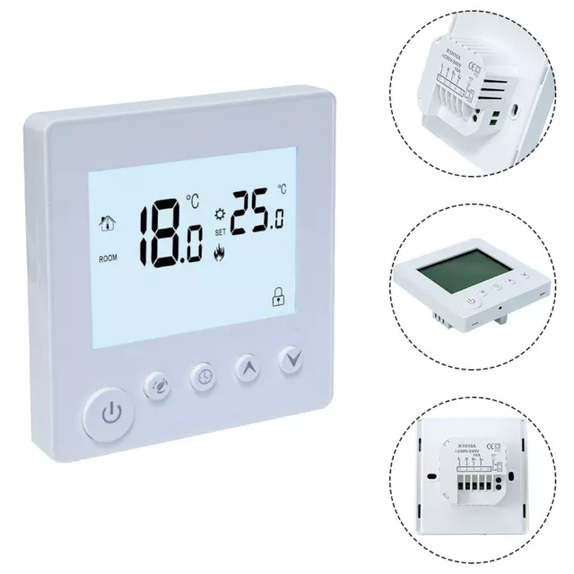 Thermostat numérique Lock enfant pour chauffage par le sol écran DEL blanc