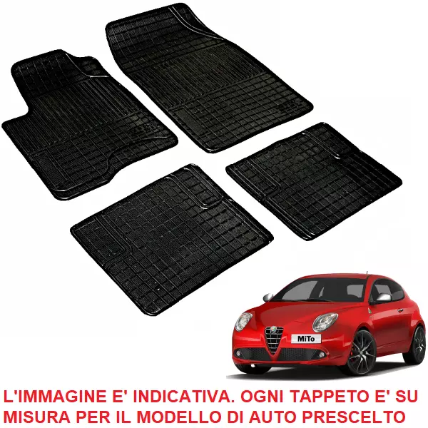 TAPPETI TAPPETINI in GOMMA ALFA ROMEO MITO SU MISURA Zerbino Zerbini COMPLETI