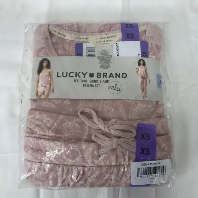 LUCKY BRAND ~ WOMENS XS ~ PINK 4 Piece Pajama Lounge Set