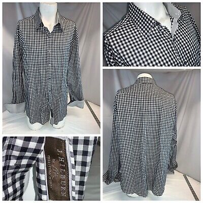 J Hilburn Flip Cuff Long Sleeve Shirt 18 37 Black Gingham Cotton Mint YGI J0-324