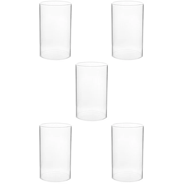 5x Unique Pillar Candle Holder Clear Glass Candle Cover Glass Holder for Home