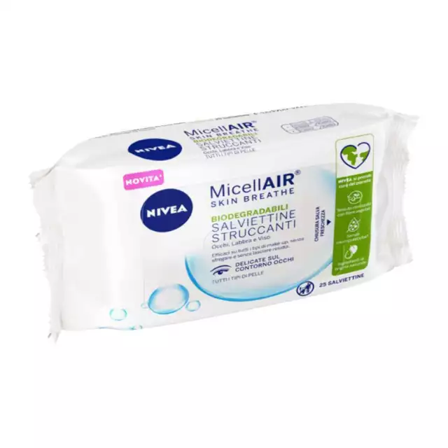 Salviettine Struccanti Viso Occhi Con Acqua Micellare Nivea 25 Salviette 3in1