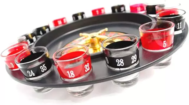 Shot Glass Roulette - Drinking Game Set (2 Balls and 16 Glasses) 2