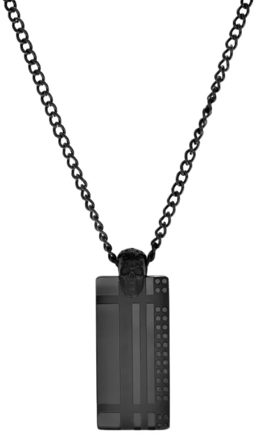 Herren Halskette Männer Edelstahlkette Modekette Dog Tag Anhänger Totenkopf 60cm