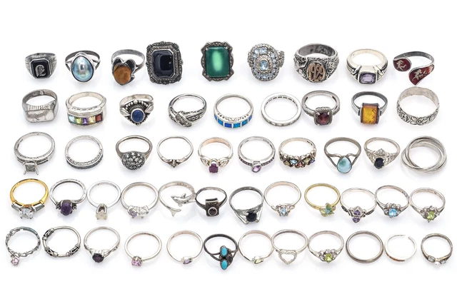 Elkonin Seta Avon Lot of 51 Sterling Silver & 3 GP/SP Multi-Stone Rings Elkonin Seta Avon Lot of 51 Sterling Silver & 3 GP/SP Multi-Stone Rings