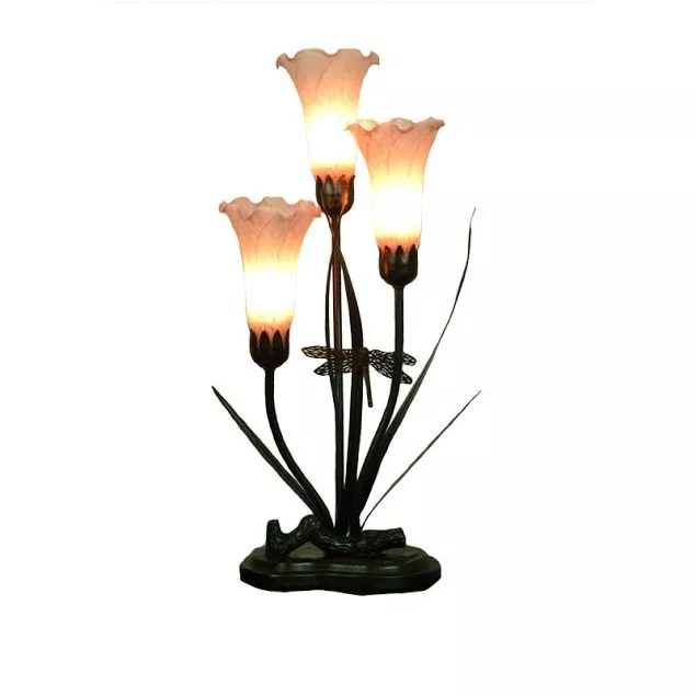 Three Globe Dragonfly Lily Table Lamp Light - Glass Choice - New