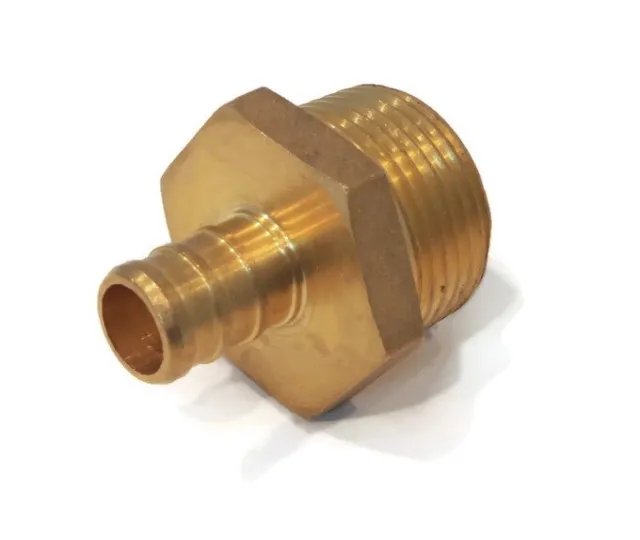 1/2" x 3/4" Male NPT, Brass, Threaded Adapter PEX Fitting for use on SDR-9 Pipe