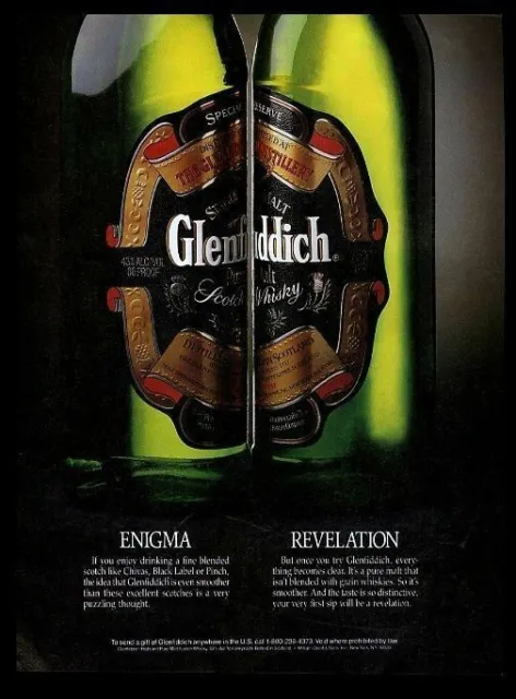1989 Glenfiddich Scotch whisky 2 bottle photo vintage print ad
