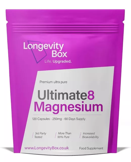 Pure Ultimate 8 Magnesium Complex Supplement | 120 Capsules | Glycinate, Citrate