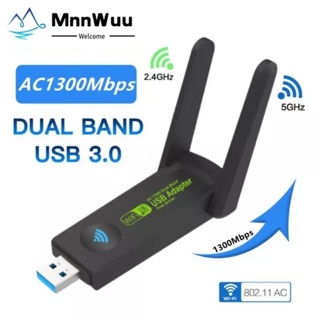 1300Mbps Long Range IEEE 802.11 Dual Band 2.4-5GHz Wireless USB 3.0 WiFi Adapter