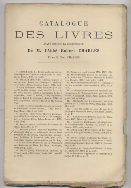 Catalogue des livres composant la bibliothèque de l'abbé Charles 1888 Le Mans 3