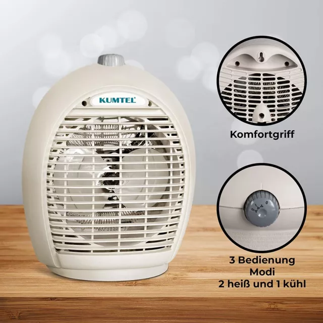 KUMTEL Heizlüfter 2000W mit Drei Leistungsstufen LX-6331 T