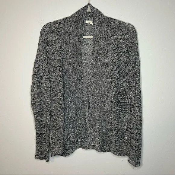 Women’s Eileen Fisher gray knit open front organic linen cardigan sweater size M