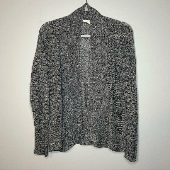 Women’s Eileen Fisher gray knit open front organic linen cardigan sweater size M