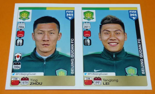 #258 259 Zhou Lei Beijing Guoan Fc Chine Football Fifa 365 Panini 2015-2016