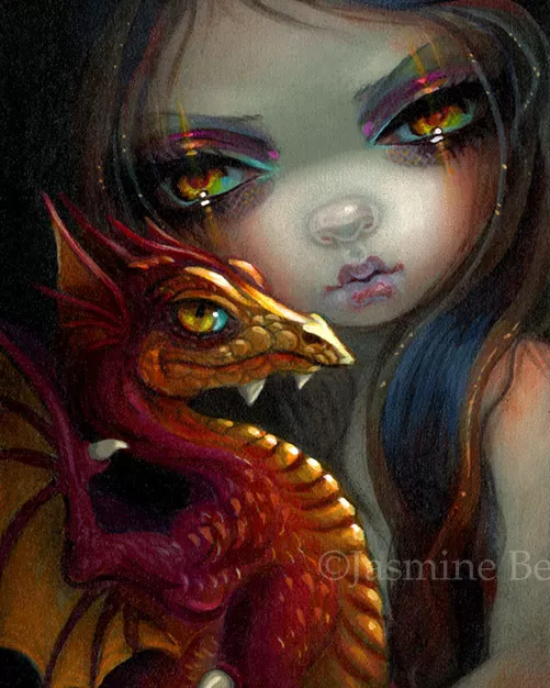 Jasmine Becket-Griffith fairy dragon art print SIGNED Golden Eyed Dragonling