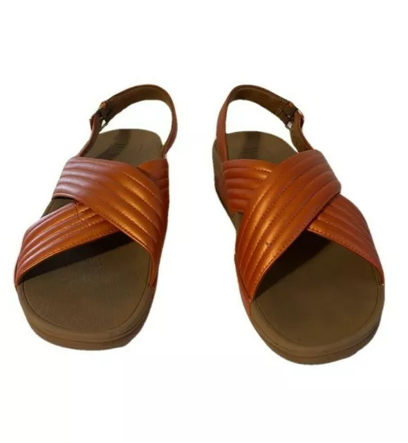 FitFlop Lulu Padded Sandals Shoes Womens US 10 Amber Ash Pearl Orange EU 42 New